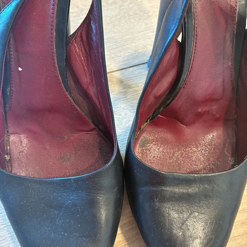 Prada Vintage Leather Women’s Slingback Platform Pumps Heels Black Size 39/9 US - Picture 4 of 12